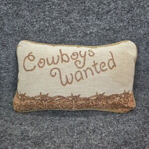 Cowboy Cowgirl Wanted Pillow Rodeo Small Rectangular Reversible‎ Western Used